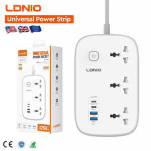 LDNIO SC6 3 Power Socket 3250W 2 USB + 2 PD Extension Power Cord